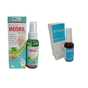Xịt thơm khử mùi XITNANO giúp da khô khoáng sạch sẽ- lọ 30ml& Tinh Dầu Xịt Muỗi Thảo Mộc MOSKIL với các tinh dầu thiên nhiên an toàn cho bé lọ 50ml, hàng chính hãng
