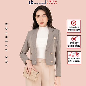 Áo Khoác Vest Nữ UK Fashion Kẻ Caro Vải Hàn Cao cấp Có 4 Cúc Bọc Tinh Tế Lịch Sự Hiện Đại NKAK2209002