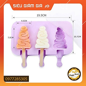 Khuôn làm kem silicon có nắp đậy,TẶNG KÈM 50 que gỗ