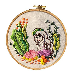 DIY Ribbon Embroidery Set with Frame for Beginner Cross Stitch Arts Crafts