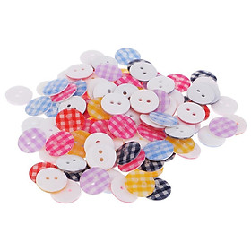 50 Pieces 13mm Colorful Round Plaid Plastic 2-holes Buttons for DIY Sewing Craft