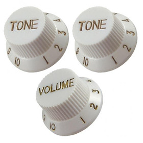 2x 1  Knobs Caps 1 Volume 2   W/ White Number for ST Electric Guitar