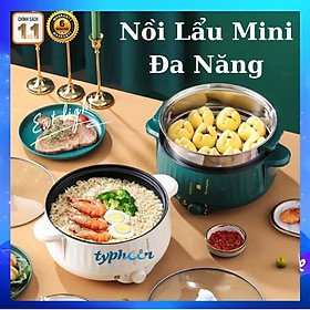 Nồi Lẩu Mini - Nồi Lẩu Điện Mini Kèm Giá Hấp Đa Năng Chống Dính Tiện Lợi Tặng Kèm 7 Món Quà