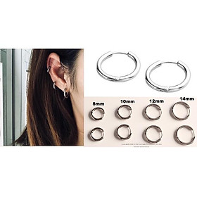 Khuyên tai vòng đeo tai bằng thép y tế size 1cm loại vòng mảnh - XUÂN SHOP