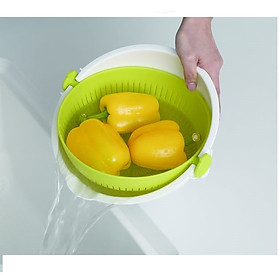 Mua Bộ thau rổ nhựa xoay 2 lớp làm ráo nước - Hàng nội địa Nhật Bản