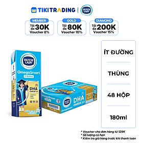 Thùng 48 hộp Sữa Dinh Dưỡng Dutch Lady OmegaSmart Ít Đường 180 ml