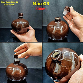 Nậm Rượu 500ML gốm men sứ Bát Tràng cao cấp mẫu quả thị màu nâu đỏ - Nậm Đựng Rượu chất lượng đảm bảo (L2)