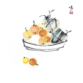 Tooarts May Zongzi Chinese Painting Wall Art Artist Hand-Painted Chinese Brush Painting Traditional Decoration Home