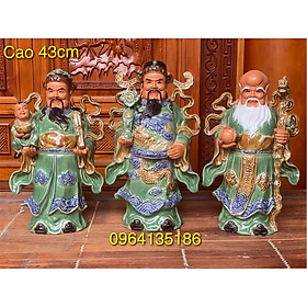 Mua Tượng tam đa Phúc Lộc Thọ men xanh ngọc lục bảo h43cm gốm sứ Bát Tràng