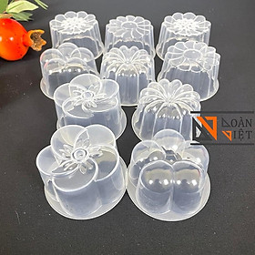 Khuôn làm RAU CÂU/ BÁNH FLAN [COMBO 10 KHUÔN]. Khuôn tạo hình 3D sắc nét, làm BÁNH IN, BÁNH PHỤC LINH hình hoa - CÓ NẮP, nhựa trong dày. đồ gia dụng nhà bếp pha chế làm bánh nguyên liệu