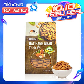 Hạt Hạnh Nhân Tách Vỏ Nướng Mộc Smile Nuts Hộp Giấy 500g