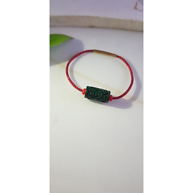 Vòng tay charm Lu Thống Đồng Tiền Đẹp  Đá Cẩm Thạch tự nhiên Xanh Đậm đẹp Dây Đỏ có khoen  Hợp Nữ mệnh Thủy Mộc Hỏa ạ