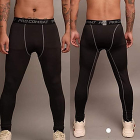 QUẦN GIỮ NHIỆT COMBAT PRO LEGGING TẬP GYM NAM DÁNG DÀI MÀU ĐEN