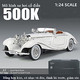 Mô hình xe ô tô cổ điển Mercedes - Benz 500K bằng hợp kim có nhạc và đèn tỷ lệ 1:24