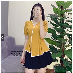 26nh0320-ÁO PEPLUM PHỐI VIỀN MÀU s-6xl