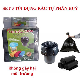 Mua SET 3 túi đựng rác tự hủy   bịch đựng rác size trung 55x65cm trọng lượng 500g