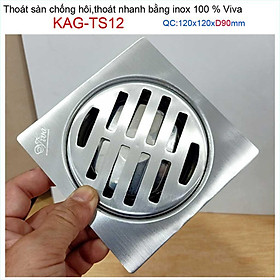 Mua Hố ga thoát sàn Viva ống D90 Inox mờ  phễu thoát nước chống hôi vuông 12x12cm KAG-TS12