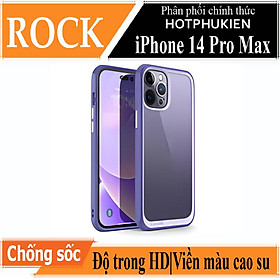 Ốp lưng chống sốc viền cao su cho iPhone 14 Pro Max (6.7 inch) thiết kế mặt lưng trong suốt Hiệu Rock hybrid Protective Case (độ đàn hồi cao, bảo vệ toàn diện, tản nhiệt tốt) - hàng nhập khẩu