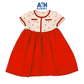 Đầm bé gái họa tiết Cherry Nhí Đỏ linen - AICDBG6YHAPZ - AIN Closet