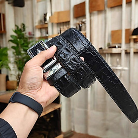 Thắt lưng da cá sấu Đan Viền Thủ Công Rất Bền! (mặt bạc)