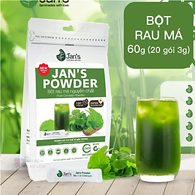 Bột Rau Má Nguyên Chất Sấy Lạnh Jan's Túi 60gr - Giúp Mát Gan, Thanh Lọc Cơ Thể, Hỗ Trợ Giảm Cân Giảm Mụn, Làm Đẹp Da