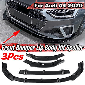 3Pcs Glossy Black Front Bumper Lip Body Kit Spoiler Splitter For Audi A4 2020