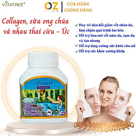 Collagen kết hợp Nhau thai Cừu và Sữa Ong Chúa Vitatree Marine Collagen Plus Giúp đẹp da, mờ vết thâm nám tàn nhang, mượt móng, dày tóc-OZ Slim Store