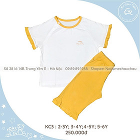 Bộ Quần Áo Cộc Nous kids cộc Trắng Vàng (size cho bé từ 2 đến 5 tuổi)