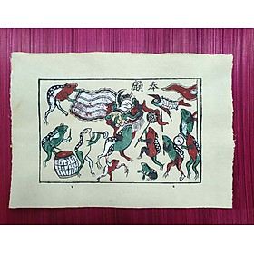 Tranh Đông Hồ Cóc múa lân - Dong Ho folk woodcut painting