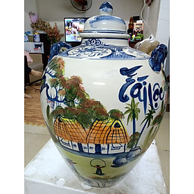 Hũ đựng rượu vẽ phong cảnh Bát Tràng loại 10L