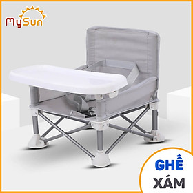 Ghế ngồi ăn dặm trẻ em đa năng gấp gọn du lịch bằng nhựa cao cấp giá rẻ cho bé - Ghế Xám