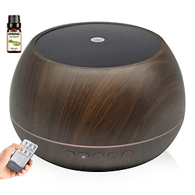 Máy Khuếch Tán Tinh Dầu SIêu Âm Trụ 1000ml Tích Hợp Loa Bluetooth | Tặng Remote kèm 1 tinh dầu sả chanh đuổi muỗi - Vân Gỗ Sáng