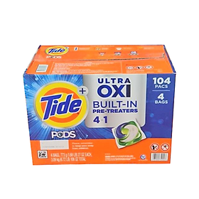 Thùng Viên Giặt Tide PODS Ultra Oxi Liquid Detergent 104 viên