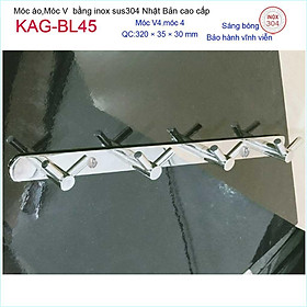 Móc treo đồ phòng tắm cao cấp Kace, Móc V4 treo đồ inox 304 Nhật Bản KAG-BL45
