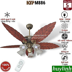 Mua Quạt trần cánh gỗ đèn chùm Kim Thuận Phong KTP M886 - 5 cánh - Hàng chính hãng