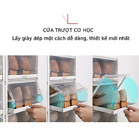 Hộp đựng giày Combo 5 thiết kế ngăn kéo trượt hiện đại có nắp trong suốt , tủ giày đa năng có thể xếp chồng có lỗ thoáng khí size Lớn làm bằng nhựa cứng cao cấp