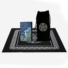 Combo Bộ Bài Bói Mystical Cats Tarot Cao Cấp và Khăn Trải Bàn Tarot và Túi Đựng Tarot