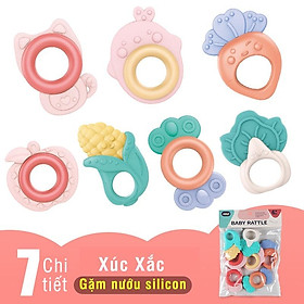 Đồ chơi xúc xắc gặm nướu silicon Baby Rattle 7 chi tiết