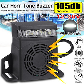 12-80V 105 DB Car Horn Car Electric Horn Super Loud Horn with LED Light Waterproof Air Horn Electric Universal Horn for Moto Truck Boat Car