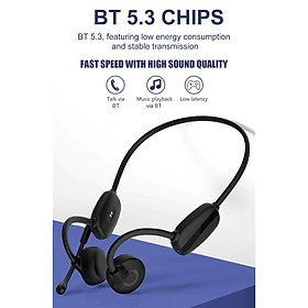 Tai nghe dẫn truyền xương BH628 BT 5.3 Tai nghe thể thao ngoài trời không dây với tai nghe nhét bằng tay miễn phí với Micro Màu sắc: Đen