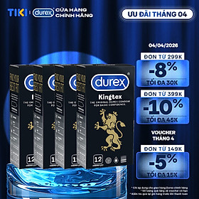 Bộ Bao Cao Su Durex Kingtex Hộp 12 Bao - 4 hộp 48 bao