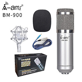 Mua Bộ Mic thu âm BM900 Ami sound card k300 dây livestream MA2 chân kẹp màng lọc sound card k300 có autu tune và bluetooth