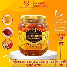 Mật Ong Saffron Đông Trùng Hạ Thảo Táo đỏ Kỷ tử 180ml/lọ Golden Herb