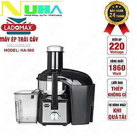 Mua Máy ép trái cây công nghiệp công suất lớn 1860W Ladomax HA-969 nắp kháng vỡ  vòi xoay 2 chiều chống rỉ  ép kiệt bã  có linh kiện thay  chuyên dùng kinh doanh nước ép-Hàng chính hãng