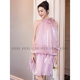 Đầm yếm hồng cột nơ NGADO , đầm yếm , đầm kiểu Nữ , đầm dự tiệc