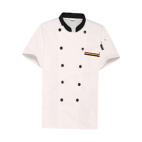 Unisex Chef Coat, Short Sleeve Top Shirt, Waiter Waitress Apparel, Chef Jacket - XL