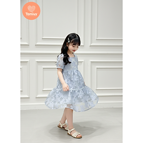 Đầm Babydoll Bé Gái Cổ Vuông Họa Tiết Hoa TAMIUY, Dáng Xòe Nhẹ, Thanh Lịch (Size 2–12 tuổi)
