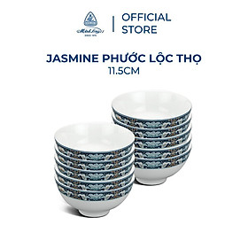 Bộ 10 chén sứ cao cấp Minh Long 11.5 cm - Jasmine - Phước Lộc Thọ