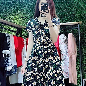 Đầm hoa cổ nơ thời trang DVCC