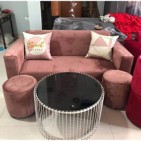 Mua Bộ sofa băng 1m8 bao gồm 2 đôn  1 bàn trà và 2 gối vuông trang trí